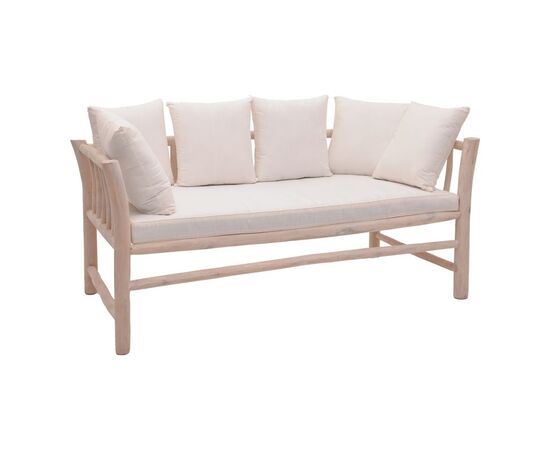 Καναπές διθέσιος Dranjere pakoworld teak ξύλο σε φυσική απόχρωση με μπεζ ύφασμα 162x80x71εκ - ΣΕΤ ΣΑΛΟΝΙΑ στο Milonadakis.gr