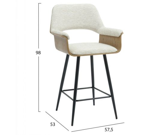 ΣΚΑΜΠΟ ΜΠΑΡ ΜΕΣ.ΥΨΟΥΣ CLIPP HM9987.02 ΜΑΥΡΑ ΜΕΤΑΛ.ΠΟΔΙΑ-ΕΚΡΟΥ ΥΦΑΣΜΑ 57,5x53x98Υεκ - ΣΚΑΜΠΟ ΜΠΑΡ στο Milonadakis.gr