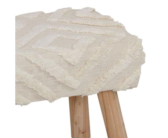 Σκαμπό Shep Inart 100% βαμβάκι σε λευκή απόχρωση και ξύλο ευκαλύπτου 60x30x40εκ - ΠΟΥΦ - ΣΚΑΜΠΟ - ΜΠΑΟΥΛΟ στο Milonadakis.gr