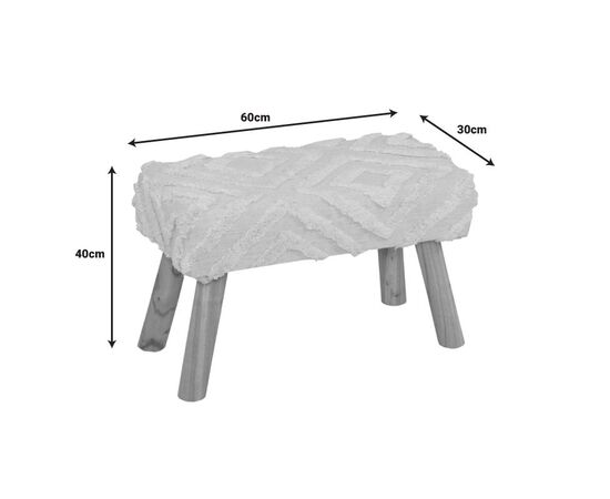 Σκαμπό Shep Inart 100% βαμβάκι σε λευκή απόχρωση και ξύλο ευκαλύπτου 60x30x40εκ - ΠΟΥΦ - ΣΚΑΜΠΟ - ΜΠΑΟΥΛΟ στο Milonadakis.gr