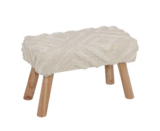 Σκαμπό Shep Inart 100% βαμβάκι σε λευκή απόχρωση και ξύλο ευκαλύπτου 60x30x40εκ - ΠΟΥΦ - ΣΚΑΜΠΟ - ΜΠΑΟΥΛΟ στο Milonadakis.gr
