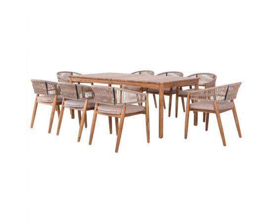 ΣΕΤ ΤΡΑΠΕΖΑΡΙΑΣ 9ΤΜΧ NAVANT HM21066.02 ΤΡΑΠΕΖΙ & 8 ΚΑΡΕΚΛΕΣ ΞΥΛΟ ΑΚΑΚΙΑΣ-ΣΧΟΙΝΙ ΜΠΕΖ - ΣΕΤ ΤΡΑΠΕΖΑΡΙΕΣ στο Milonadakis.gr