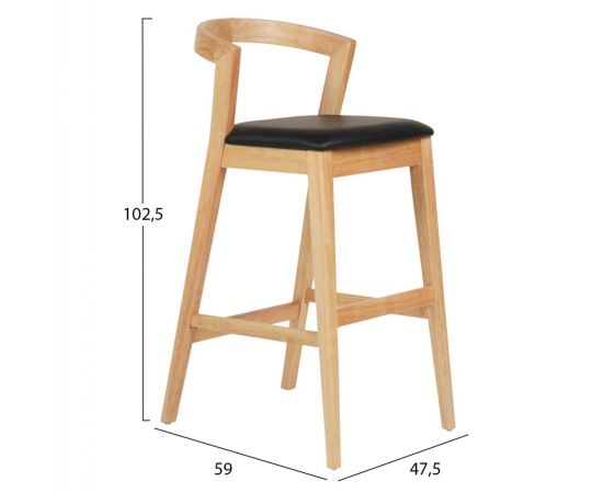 ΣΚΑΜΠΟ ΜΠΑΡ NAMI HM9952.01 RUBBERWOOD ΣΕ ΟΑΚ-ΜΑΥΡΟ PU 47,5x59x102,5Υεκ. - ΣΚΑΜΠΟ ΜΠΑΡ στο Milonadakis.gr