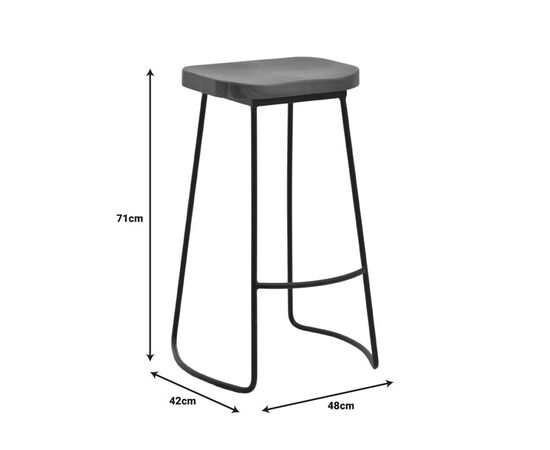 Σκαμπό μπαρ Lamul pakoworld ξύλο φτελιάς σε καρυδί-μαύρη απόχρωση και μέταλλο 48x42x71εκ - ΣΚΑΜΠΟ ΜΠΑΡ στο Milonadakis.gr