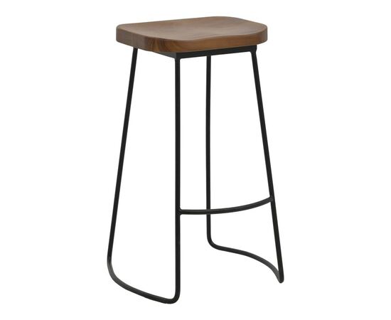 Σκαμπό μπαρ Lamul pakoworld ξύλο φτελιάς σε καρυδί-μαύρη απόχρωση και μέταλλο 48x42x71εκ - ΣΚΑΜΠΟ ΜΠΑΡ στο Milonadakis.gr