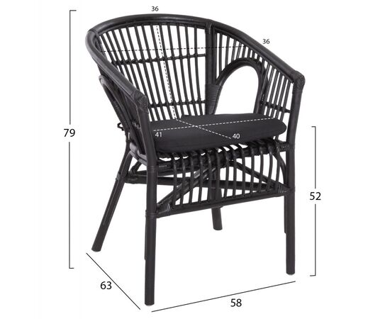 ΠΟΛΥΘΡΟΝΑ DAMPAR HM9929.03 RATTAN & ΜΑΞΙΛΑΡΙ ΣΕ ΜΑΥΡΟ 58x63x79Υεκ. - ΚΑΡΕΚΛΕΣ - ΠΟΛΥΘΡΟΝΕΣ στο Milonadakis.gr