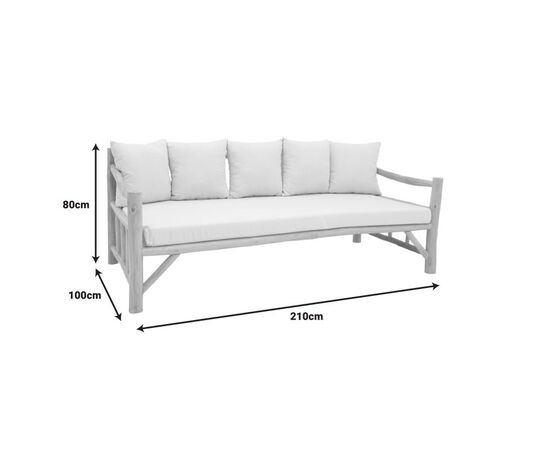 Καναπές Roziana pakoworld φυσικό teak ξύλο 210x100x80εκ - ΠΑΓΚΑΚΙΑ στο Milonadakis.gr