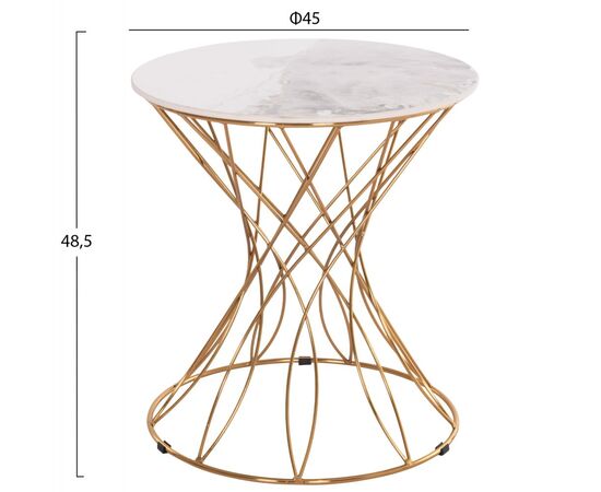 ΒΟΗΘΗΤΙΚΟ ΤΡΑΠΕΖΑΚΙ RUDY HM18037.01 ΚΕΡΑΜΙΚΟ TOP ΛΕΥΚΟ-ΜΕΤΑΛΛΟ ΧΡΥΣΟ Φ45x48,5Υεκ. - ΒΟΗΘΗΤΙΚΑ ΤΡΑΠΕΖΑΚΙΑ στο Milonadakis.gr
