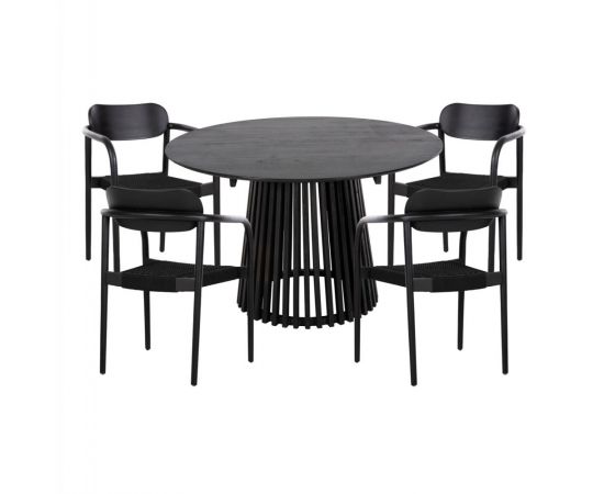 ΣΕΤ ΤΡΑΠΕΖΑΡΙΑΣ 5ΤΜΧ OSLO HM21075.01 ΣΤΡΟΓΓΥΛΟ ΤΡΑΠΕΖΙ Φ120εκ. & 4 ΚΑΡΕΚΛΕΣ-ΜΑΥΡΟ - ΤΡΑΠΕΖΑΡΙΕΣ στο Milonadakis.gr