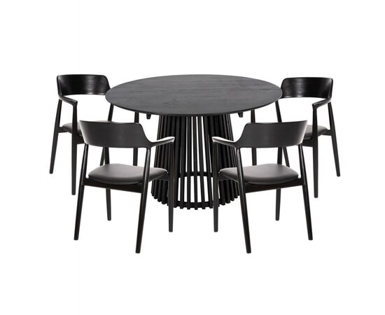 ΣΕΤ ΤΡΑΠΕΖΑΡΙΑΣ 5ΤΜΧ KINGSLEY HM21075.02 ΣΤΡΟΓΓΥΛΟ ΤΡΑΠΕΖΙ Φ120εκ.& 4 ΚΑΡΕΚΛΕΣ-ΜΑΥΡΟ - ΤΡΑΠΕΖΑΡΙΕΣ στο Milonadakis.gr