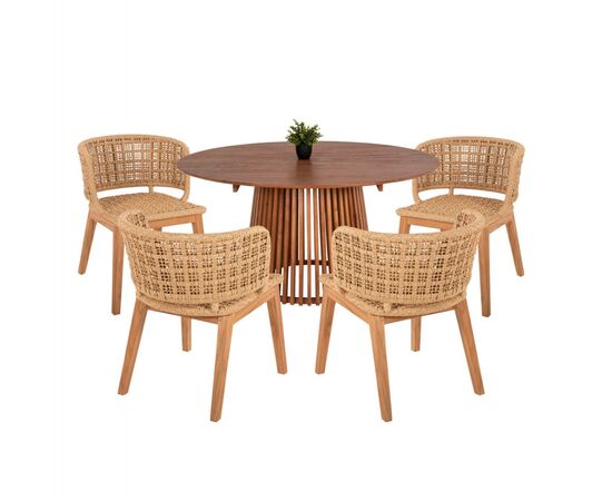 ΣΕΤ ΤΡΑΠΕΖΑΡΙΑΣ 5ΤΜΧ FARLEY HM21076.02 ΣΤΡΟΓΓΥΛΟ ΤΡΑΠΕΖΙ Φ150εκ. & 4 ΚΑΡΕΚΛΕΣ - ΤΡΑΠΕΖΑΡΙΕΣ στο Milonadakis.gr