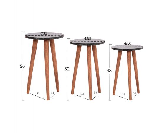 ΣΕΤ ΤΡΑΠΕΖΙ ΣΑΛΟΝΙΟΥ & 3 ΒΟΗΘ.ΤΡΑΠΕΖΙΑ VITAL HM18180.02 ΜΕΛΑΜΙΝΗ ΜΑΥΡΟ ΜΑΡΜΑΡΟ-ΚΑΡΥΔΙ ΠΟΔΙΑ - ΤΡΑΠΕΖΑΚΙΑ ΣΑΛΟΝΙΟΥ στο Milonadakis.gr