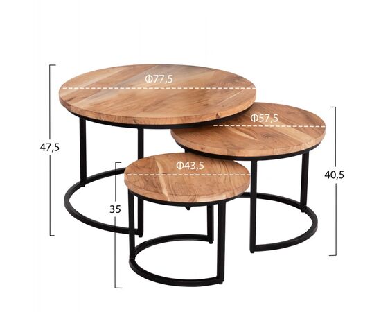ΣΕΤ ΖΙΓΚΟΝ 3ΤΜΧ OBI HM9255.21 ΞΥΛΟ ΑΚΑΚΙΑΣ-ΜΑΥΡΑ ΜΕΤΑΛΛΙΚΑ ΠΟΔΙΑ Φ77.5x47.5Υεκ. - ΤΡΑΠΕΖΑΚΙΑ ΣΑΛΟΝΙΟΥ στο Milonadakis.gr