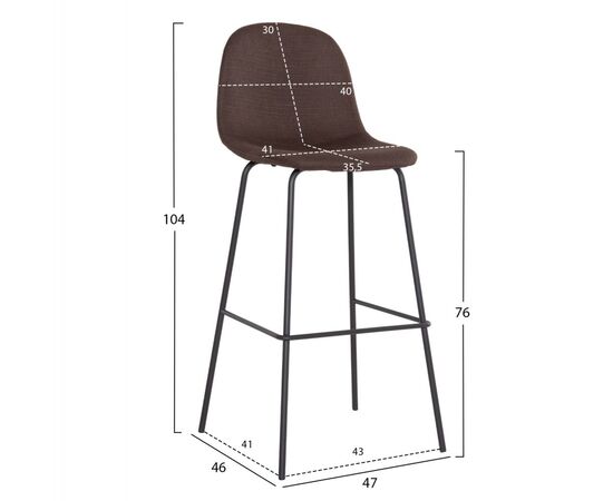 ΣΚΑΜΠΟ ΜΠΑΡ VINCENT HM8579.23 ΚΑΦΕ ΥΦΑΣΜΑ-ΜΑΥΡΟΣ ΜΕΤΑΛΛΙΚΟΣ ΣΚΕΛΕΤΟΣ 47x46x104Υεκ. - ΣΚΑΜΠΟ ΜΠΑΡ στο Milonadakis.gr