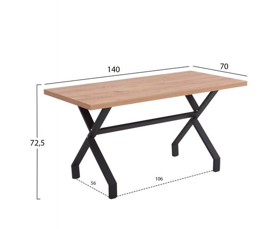 ΤΡΑΠΕΖΙ ΚΟΥΖΙΝΑΣ LANA HM18221.04 ΜΕΛΑΜΙΝΗ ΣΕ ΦΥΣΙΚΟ-ΜΑΥΡΑ ΜΕΤΑΛ.ΠΟΔΙΑ 140x70x72.5Υεκ. - ΤΡΑΠΕΖΙΑ ΚΟΥΖΙΝΑΣ στο Milonadakis.gr