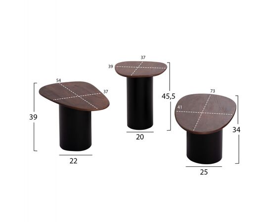 ΤΡΑΠΕΖΙA ΣΑΛΟΝΙΟΥ 3ΤΜΧ PEBBLES HM18004 MANGO TOP-ΜΕΤΑΛΛΙΚΕΣ ΜΑΥΡΕΣ ΒΑΣΕΙΣ - ΤΡΑΠΕΖΑΚΙΑ ΣΑΛΟΝΙΟΥ στο Milonadakis.gr
