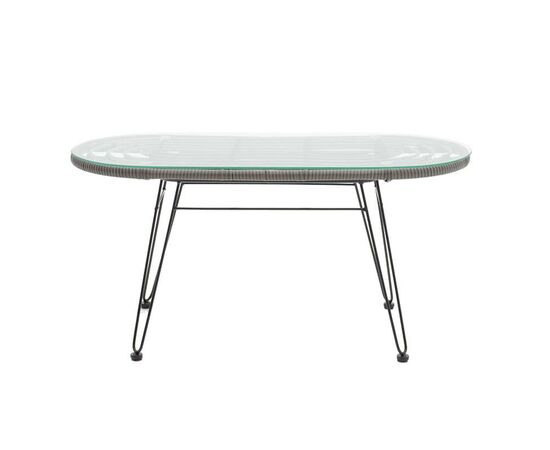 Τραπέζι Naoki pakoworld μέταλλο μαύρο-pe γκρι-γυαλί 100x45x46εκ - ΤΡΑΠΕΖΙΑ ΕΞ. ΧΩΡΟΥ στο Milonadakis.gr