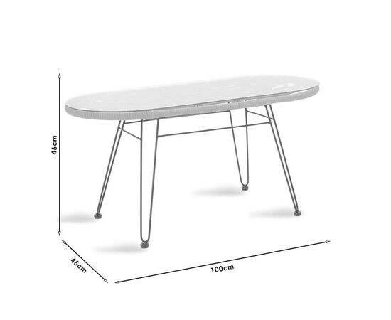 Τραπέζι Naoki pakoworld μέταλλο μαύρο-pe γκρι-γυαλί 100x45x46εκ - ΤΡΑΠΕΖΙΑ ΕΞ. ΧΩΡΟΥ στο Milonadakis.gr