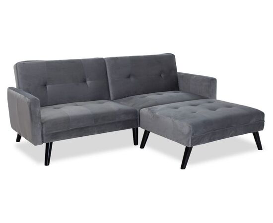 Γωνιακός καναπές-κρεβάτι με σκαμπό Dream pakoworld  γκρι-ασημί βελούδο 209x157x80εκ - ΚΑΝΑΠΕΔΕΣ-ΣΑΛΟΝΙΑ στο Milonadakis.gr