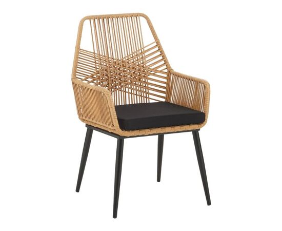 Πολυθρόνα Tanish pakoworld rattan φυσικό-πόδι μαύρο μέταλλο 58x58.5x87εκ - ΚΑΡΕΚΛΕΣ - ΠΟΛΥΘΡΟΝΕΣ στο Milonadakis.gr