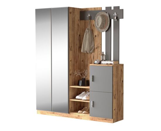 Έπιπλο εισόδου Doorse pakoworld μελαμίνης ανθρακί-sonoma 147.5x35x180εκ - ΕΠΙΠΛΑ ΕΙΣΟΔΟΥ στο Milonadakis.gr