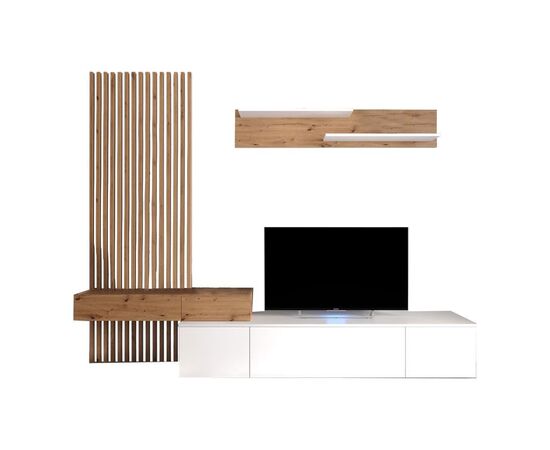 Σύνθετο σαλονιού Litende pakoworld sonoma-λευκό 249.5x42x199.5εκ - ΣΥΝΘΕΣΕΙΣ ΣΑΛΟΝΙΟΥ στο Milonadakis.gr