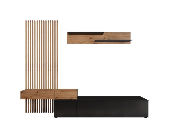 Σύνθετο σαλονιού Litende pakoworld μαύρο-sonoma μελαμίνης 249.5x42x199.5εκ - ΣΥΝΘΕΣΕΙΣ ΣΑΛΟΝΙΟΥ στο Milonadakis.gr