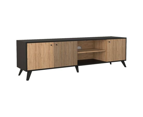 Έπιπλο τηλεόρασης Flipter pakoworld μελαμίνης sonoma-μαύρο 180x40x51εκ - ΕΠΙΠΛΑ ΤΗΛΕΟΡΑΣΗΣ στο Milonadakis.gr