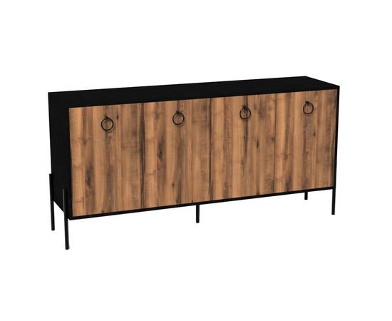 Μπουφές Twely pakoworld μελαμίνης καρυδί-μαύρο 160x40,5x79εκ - ΜΠΟΥΦΕΔΕΣ-ΚΟΝΣΟΛΕΣ στο Milonadakis.gr