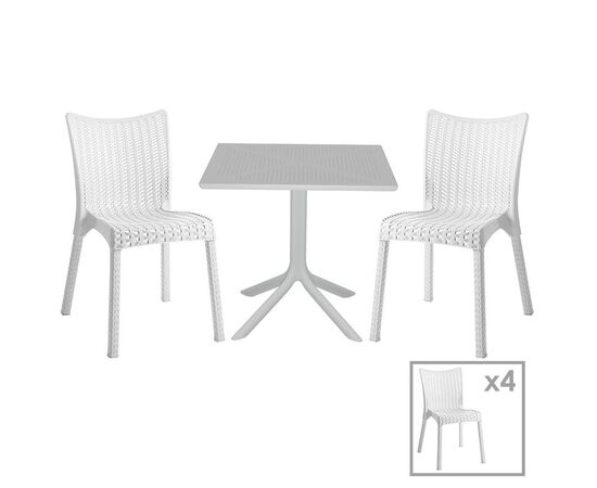 Τραπεζαρία κήπου Groovy-Confident pakoworld σετ 5τεμ PP λευκό 80x80x74,5εκ. - ΣΕΤ ΤΡΑΠΕΖΑΡΙΕΣ στο Milonadakis.gr