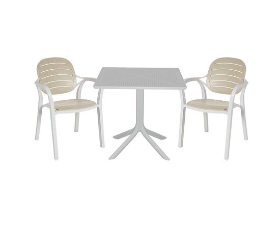 Τραπεζαρία κήπου Groovy-Gentle pakoworld σετ 3τεμ PP λευκό-cappuccino 80x80x74,5εκ - ΣΕΤ ΤΡΑΠΕΖΑΡΙΕΣ στο Milonadakis.gr