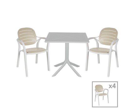 Τραπεζαρία κήπου Groovy-Gentle pakoworld σετ 5τεμ PP λευκό-cappuccino 80x80x74,5εκ - ΣΕΤ ΤΡΑΠΕΖΑΡΙΕΣ στο Milonadakis.gr