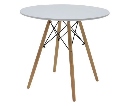 Τραπέζι Julita pakoworld MDF λευκό-πόδια φυσικό Φ80x73εκ - ΤΡΑΠΕΖΙΑ ΚΟΥΖΙΝΑΣ στο Milonadakis.gr
