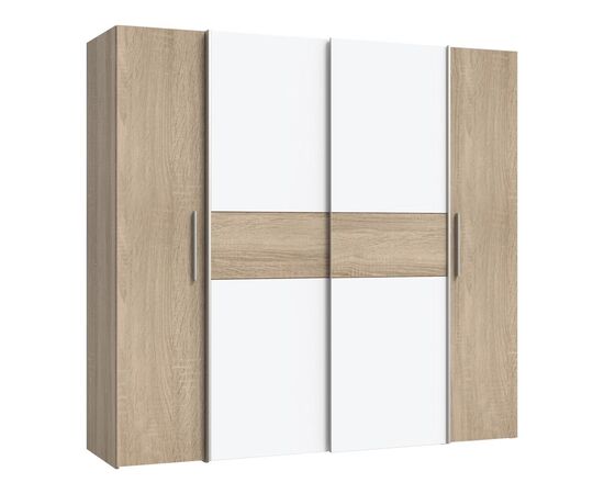 Ντουλάπα ρούχων Closet pakoworld τετράφυλλη sonoma oak-λευκό μελαμίνης 200x61.5x190.5εκ - ΝΤΟΥΛΑΠΕΣ στο Milonadakis.gr