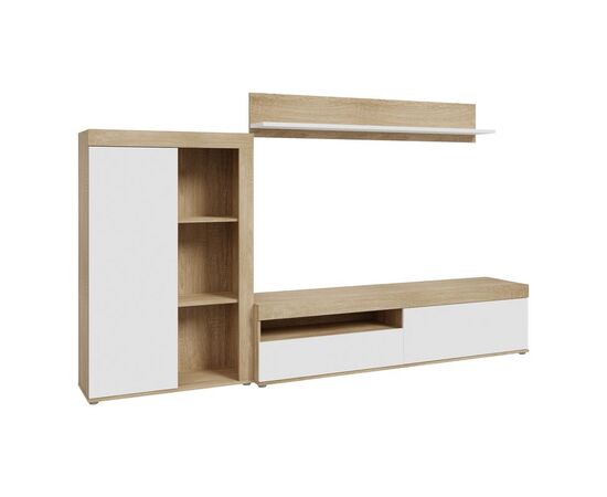 Σύνθετο σαλονιού Zorbi pakoworld λευκό-sonoma oak μελαμίνης 265x41x158.5εκ - ΣΥΝΘΕΣΕΙΣ ΣΑΛΟΝΙΟΥ στο Milonadakis.gr