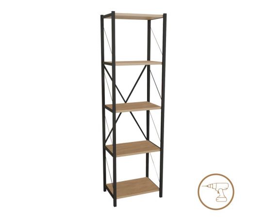 Βιβλιοθήκη Glase pakoworld oak-μαύρο μελαμίνης 40x30x150εκ - ΒΙΒΛΙΟΘΗΚΕΣ στο Milonadakis.gr