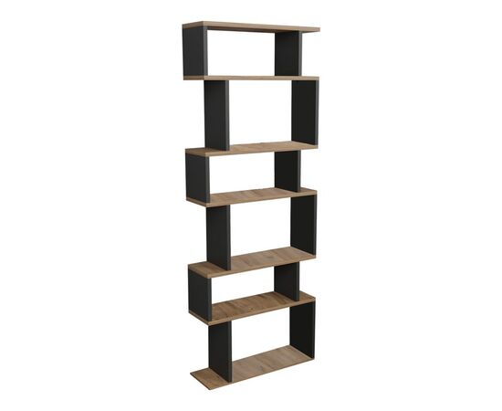 Βιβλιοθήκη Iolmi pakoworld ανθρακί-oak μελαμίνης 60x19.5x160εκ - ΒΙΒΛΙΟΘΗΚΕΣ στο Milonadakis.gr