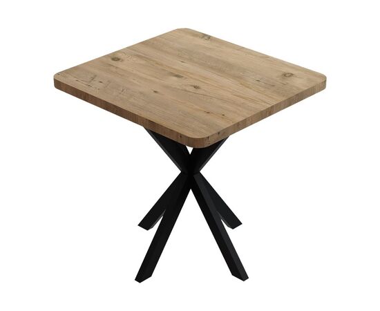 Τραπέζι Prestone pakoworld oak μελαμίνης-μαύρο μέταλλο 70x70x75εκ - ΤΡΑΠΕΖΙΑ ΚΟΥΖΙΝΑΣ στο Milonadakis.gr