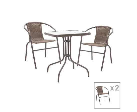Tραπεζαρία Obbi-Watson pakoworld σετ 3τεμ καφέ μέταλλο-pe rattan Φ60x70εκ - ΣΕΤ ΤΡΑΠΕΖΑΡΙΕΣ στο Milonadakis.gr