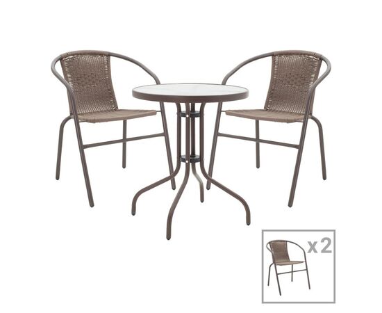 Tραπεζαρία Obbi-Watson pakoworld σετ 3τεμ καφέ μέταλλο-pe 60x60x70εκ - ΣΕΤ ΤΡΑΠΕΖΑΡΙΕΣ στο Milonadakis.gr