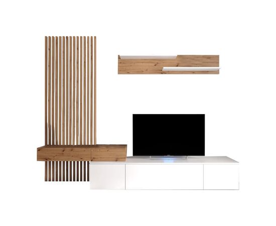 Σύνθετο σαλονιού Litende pakoworld sonoma-λευκό μελαμίνης 210x42x199.5εκ - ΣΥΝΘΕΣΕΙΣ ΣΑΛΟΝΙΟΥ στο Milonadakis.gr