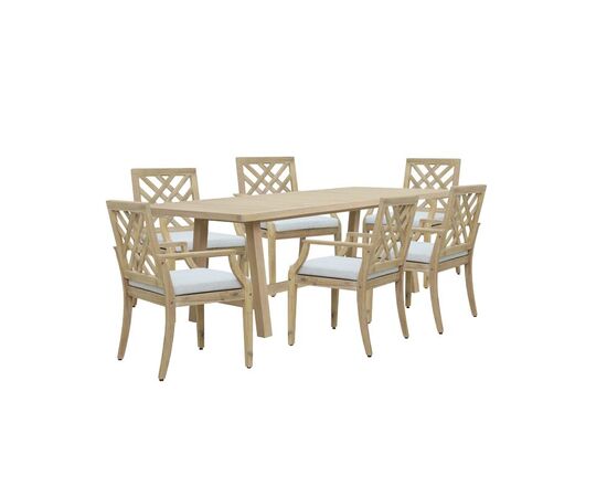 Τραπεζαρία Poza-Bolen pakoworld 7τμχ μασίφ ξύλο ακακίας-μπεζ ύφασμα - ΣΕΤ ΤΡΑΠΕΖΑΡΙΕΣ στο Milonadakis.gr