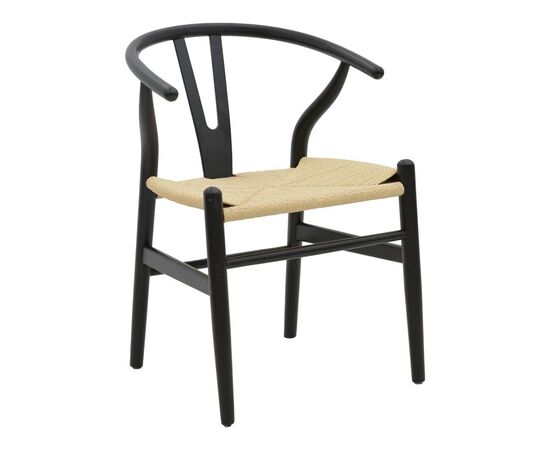 Καρέκλα Wishbone pakoworld μαύρο rubberwood-έδρα φυσικό σχοινί 53x55x76εκ - ΚΑΡΕΚΛΕΣ - ΠΟΛΥΘΡΟΝΕΣ ΕΣ. στο Milonadakis.gr