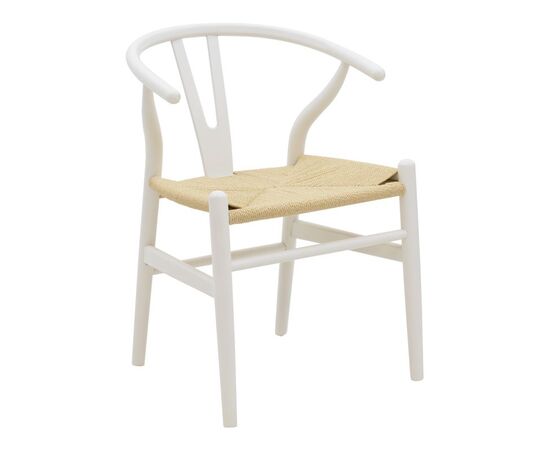 Καρέκλα Wishbone pakoworld λευκό rubberwood-έδρα φυσικό σχοινί 53x55x76εκ - ΚΑΡΕΚΛΕΣ - ΠΟΛΥΘΡΟΝΕΣ ΕΣ. στο Milonadakis.gr