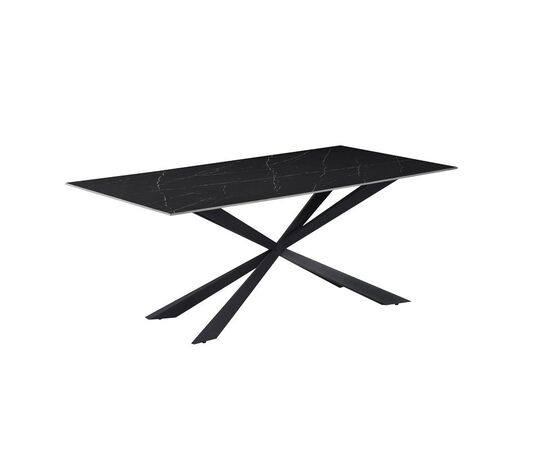 Τραπέζι Cozline Inart μαύρο μαρμάρου sintered stone-πόδι μαύρο μέταλλο 180x90x76εκ - ΤΡΑΠΕΖΙΑ ΚΟΥΖΙΝΑΣ στο Milonadakis.gr