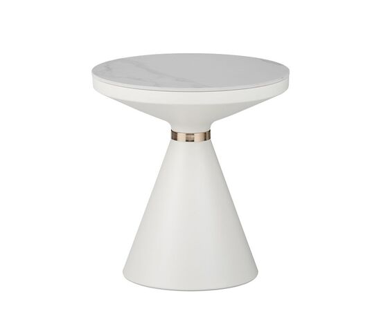 Βοηθητικό τραπέζι Coozlin Inart sintered stone σε απόχρωση λευκό μαρμάρου με μαύρο-χρυσό μέταλλο Φ50x50εκ - ΒΟΗΘΗΤΙΚΑ ΤΡΑΠΕΖΑΚΙΑ στο Milonadakis.gr