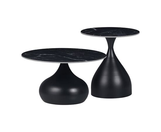 Βοηθητικά τραπέζια Kirkene Inart sintered stone σε απόχρωση μαύρο μαρμάρου με μαύρο μέταλλο 2τεμ - ΒΟΗΘΗΤΙΚΑ ΤΡΑΠΕΖΑΚΙΑ στο Milonadakis.gr