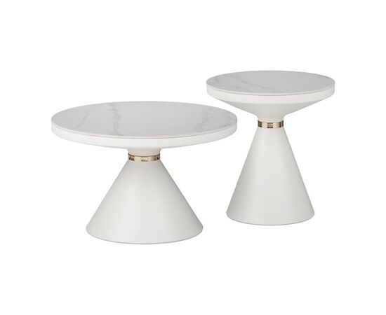 Βοηθητικά τραπέζια Coozlin Inart sintered stone σε απόχρωση λευκό μαρμάρου με λευκό-χρυσό μέταλλο - ΒΟΗΘΗΤΙΚΑ ΤΡΑΠΕΖΑΚΙΑ στο Milonadakis.gr