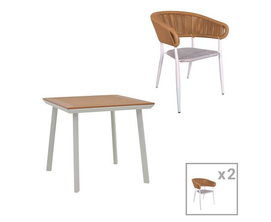 Τραπεζαρία Synergy-Raven σετ 3τεμ pakoworld λευκό αλουμίνιο και plywood σε φυσικό χρώμα 80x80x74εκ - ΣΕΤ ΤΡΑΠΕΖΑΡΙΕΣ στο Milonadakis.gr
