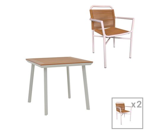 Τραπεζαρία Synergy-Clutch σετ 3τεμ pakoworld λευκό αλουμίνιο και plywood σε φυσικό χρώμα 80x80x74εκ - ΣΕΤ ΤΡΑΠΕΖΑΡΙΕΣ στο Milonadakis.gr